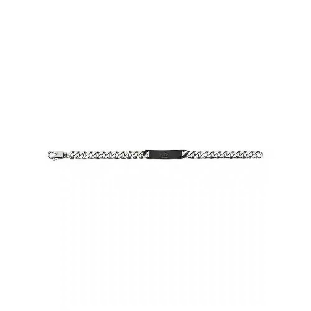 Gucci Silver Chain with Black Bar Bracelet