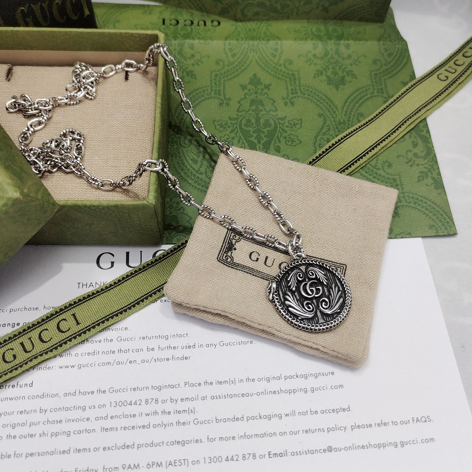 Gucci Silver 'G' Medallion Necklace