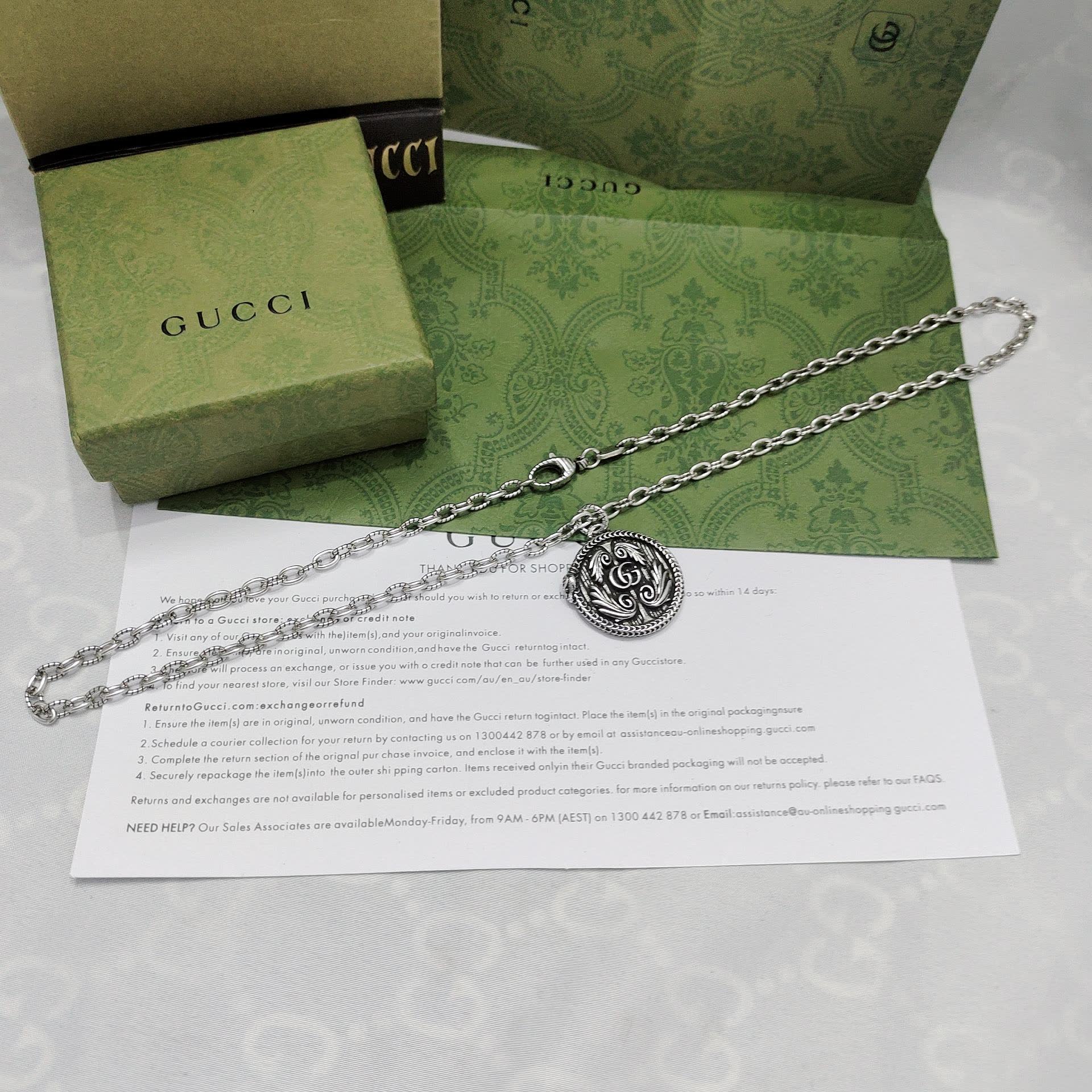 Gucci Silver 'G' Medallion Necklace