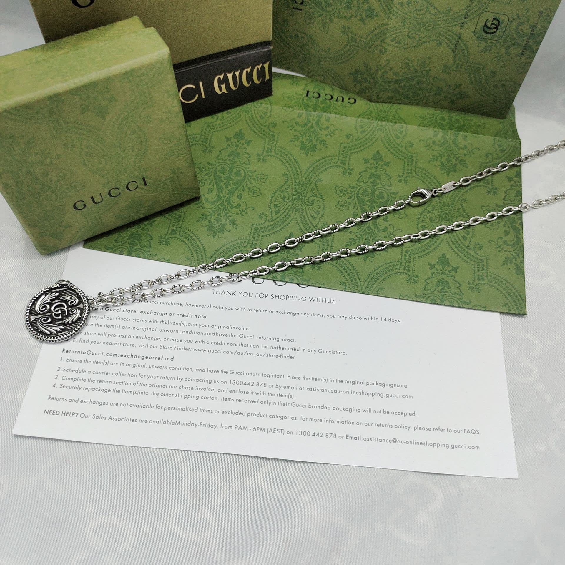 Gucci Silver 'G' Medallion Necklace
