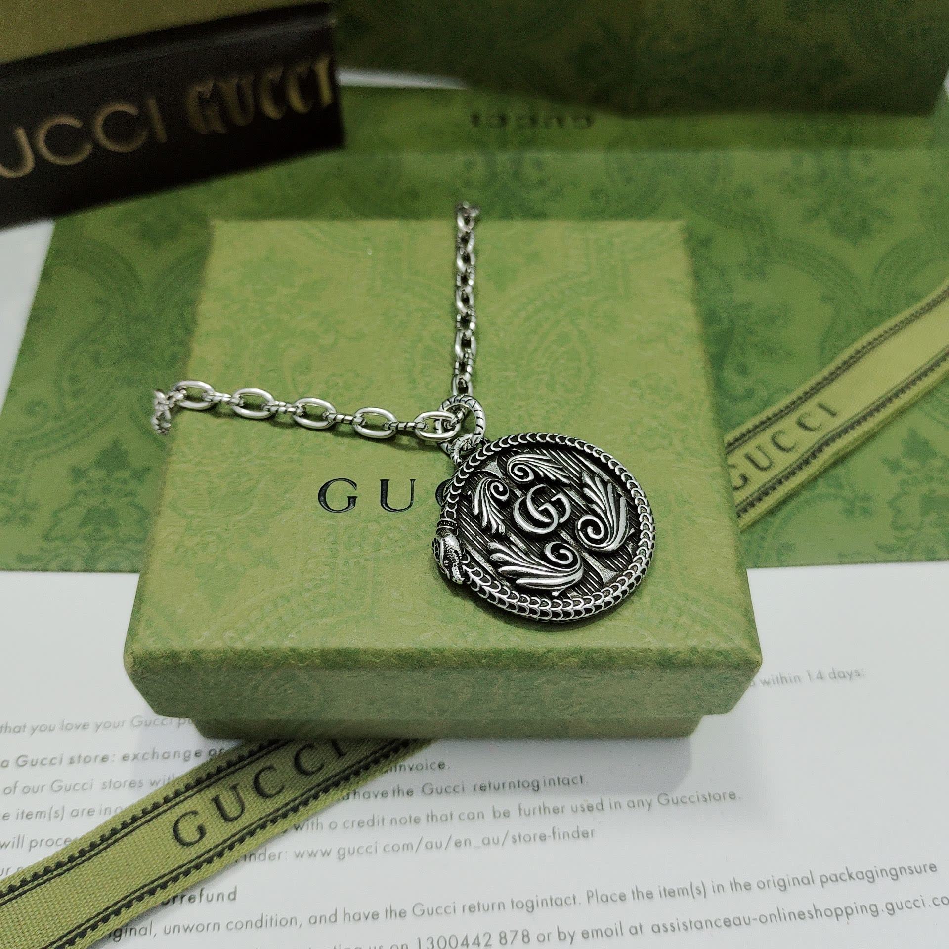 Gucci Silver 'G' Medallion Necklace