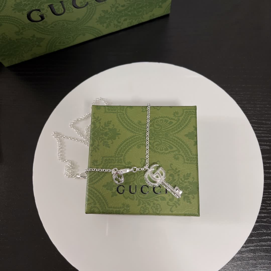 Gucci Silver Key Pendant Necklace