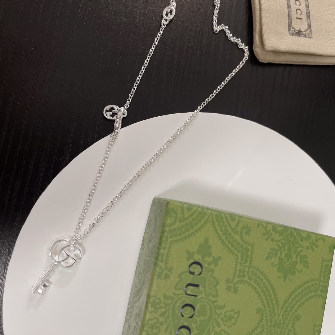 Gucci Silver Key Pendant Necklace