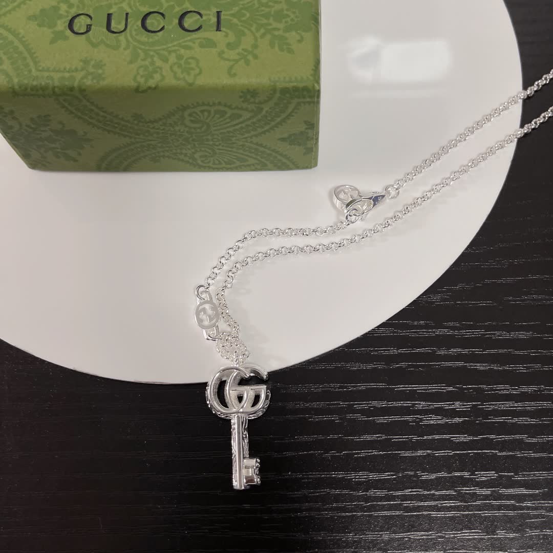 Gucci Silver Key Pendant Necklace