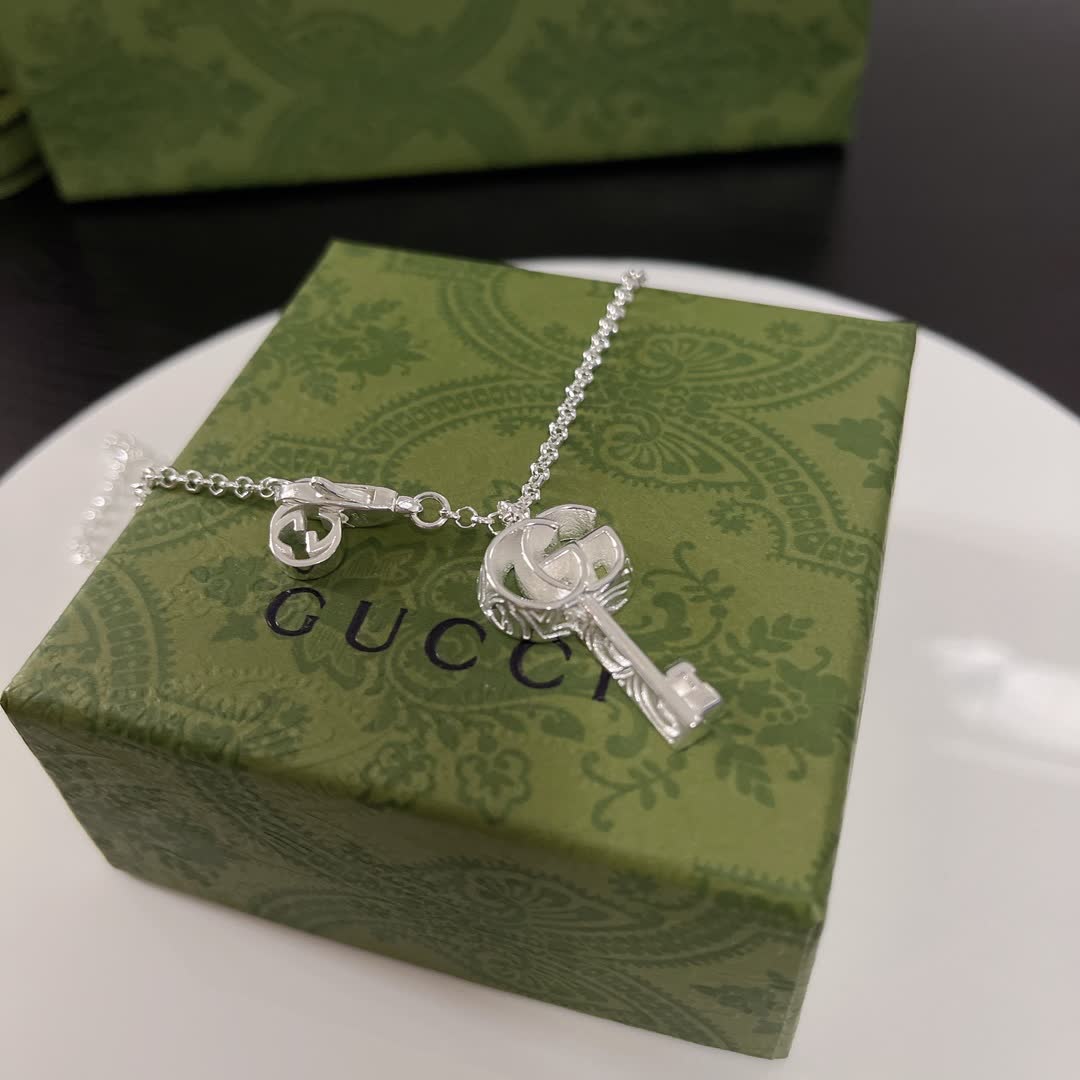 Gucci Silver Key Pendant Necklace
