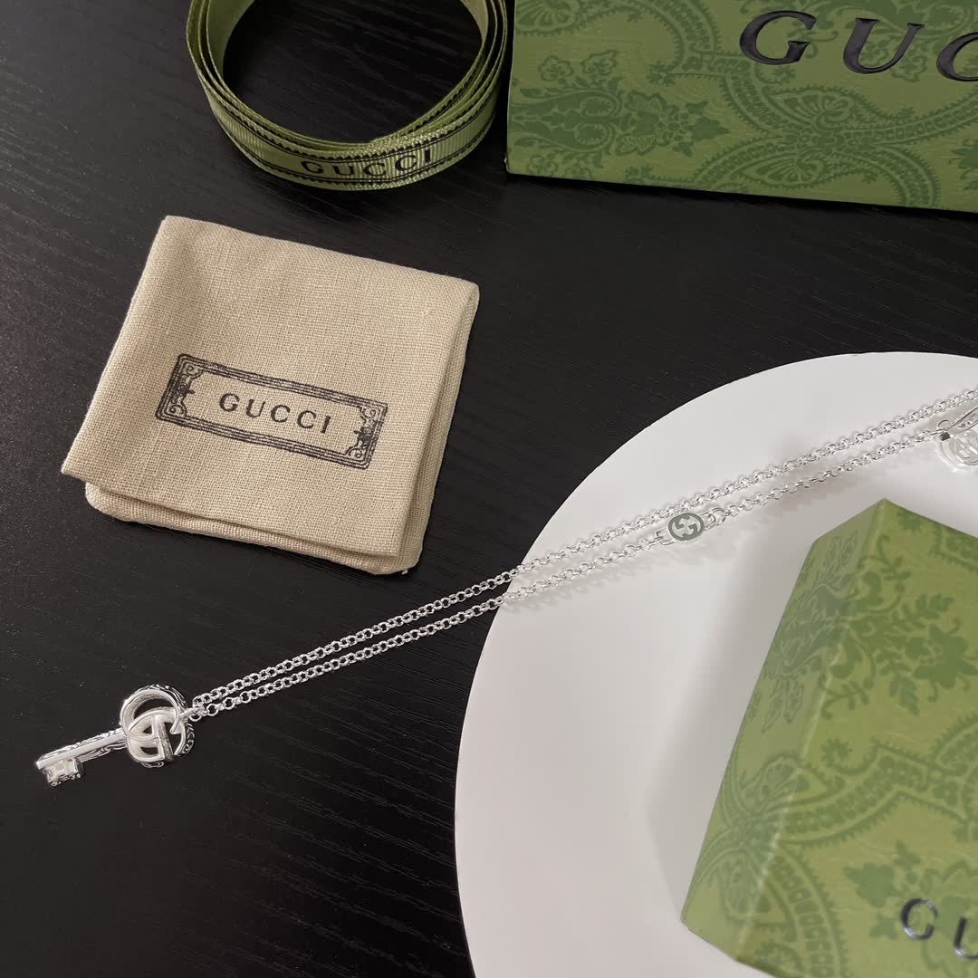 Gucci Silver Key Pendant Necklace