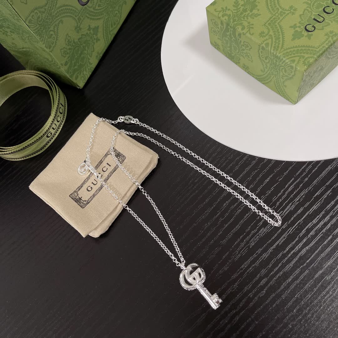 Gucci Silver Key Pendant Necklace