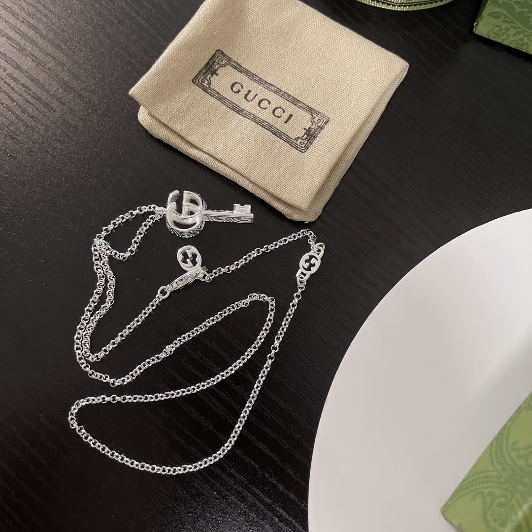 Gucci Silver Key Pendant Necklace
