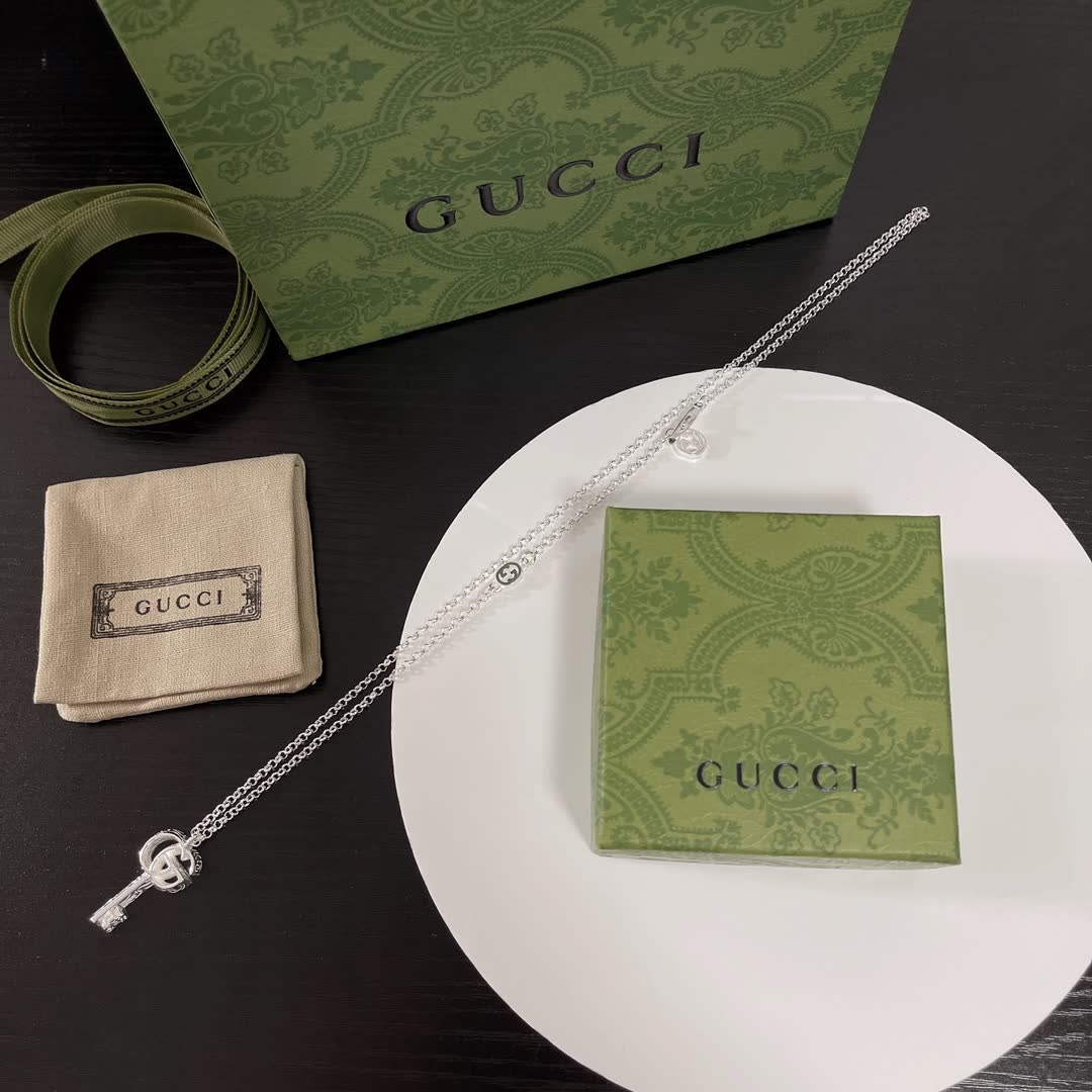 Gucci Silver Key Pendant Necklace