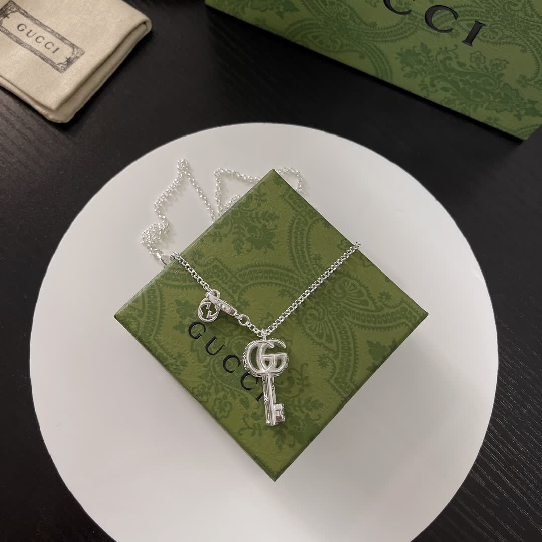 Gucci Silver Key Pendant Necklace