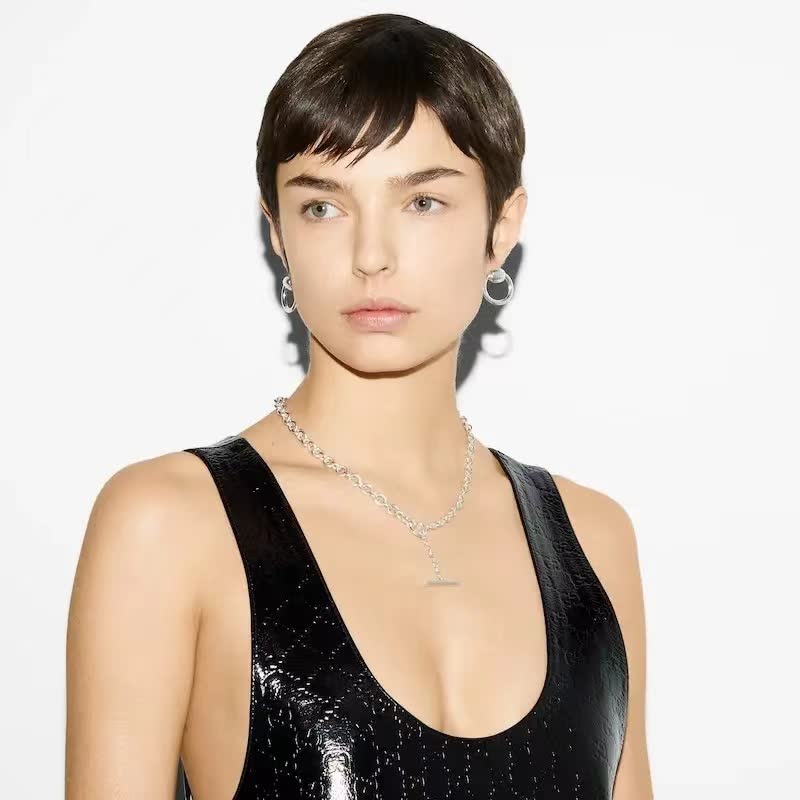 Gucci Silver Chain Necklace with Toggle Clasp