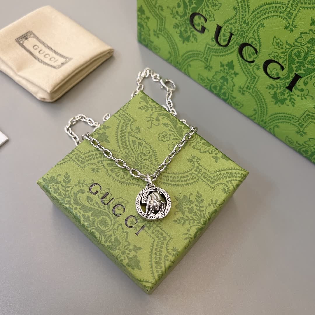 Gucci Silver Chain with Medallion Pendant