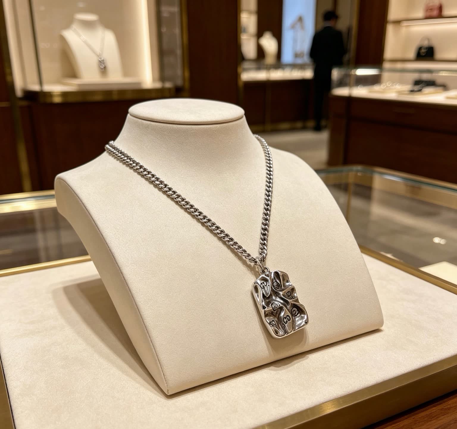 Gucci Silver Chain with Interlocking G Pendant