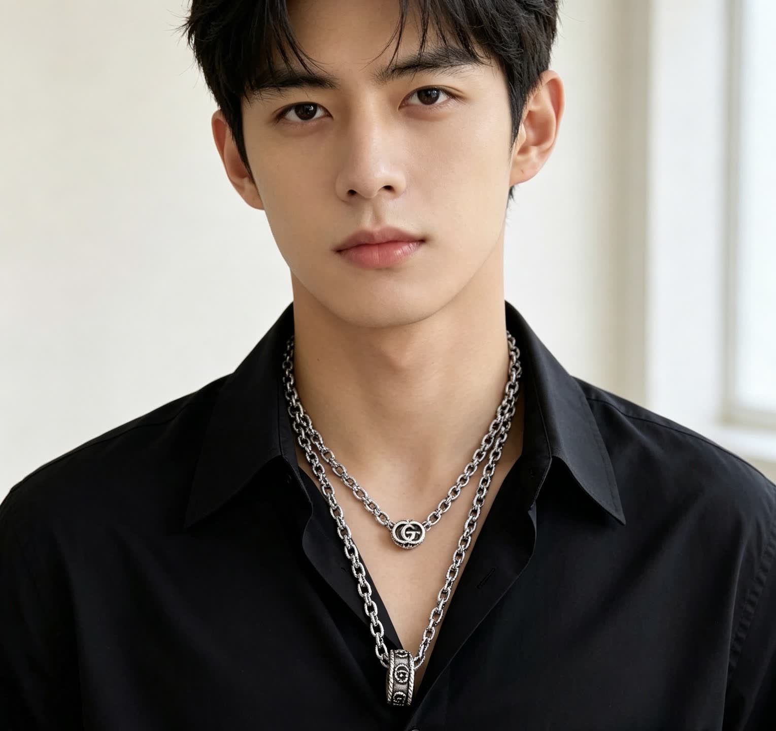 Gucci Silver Chain with Interlocking G Pendant