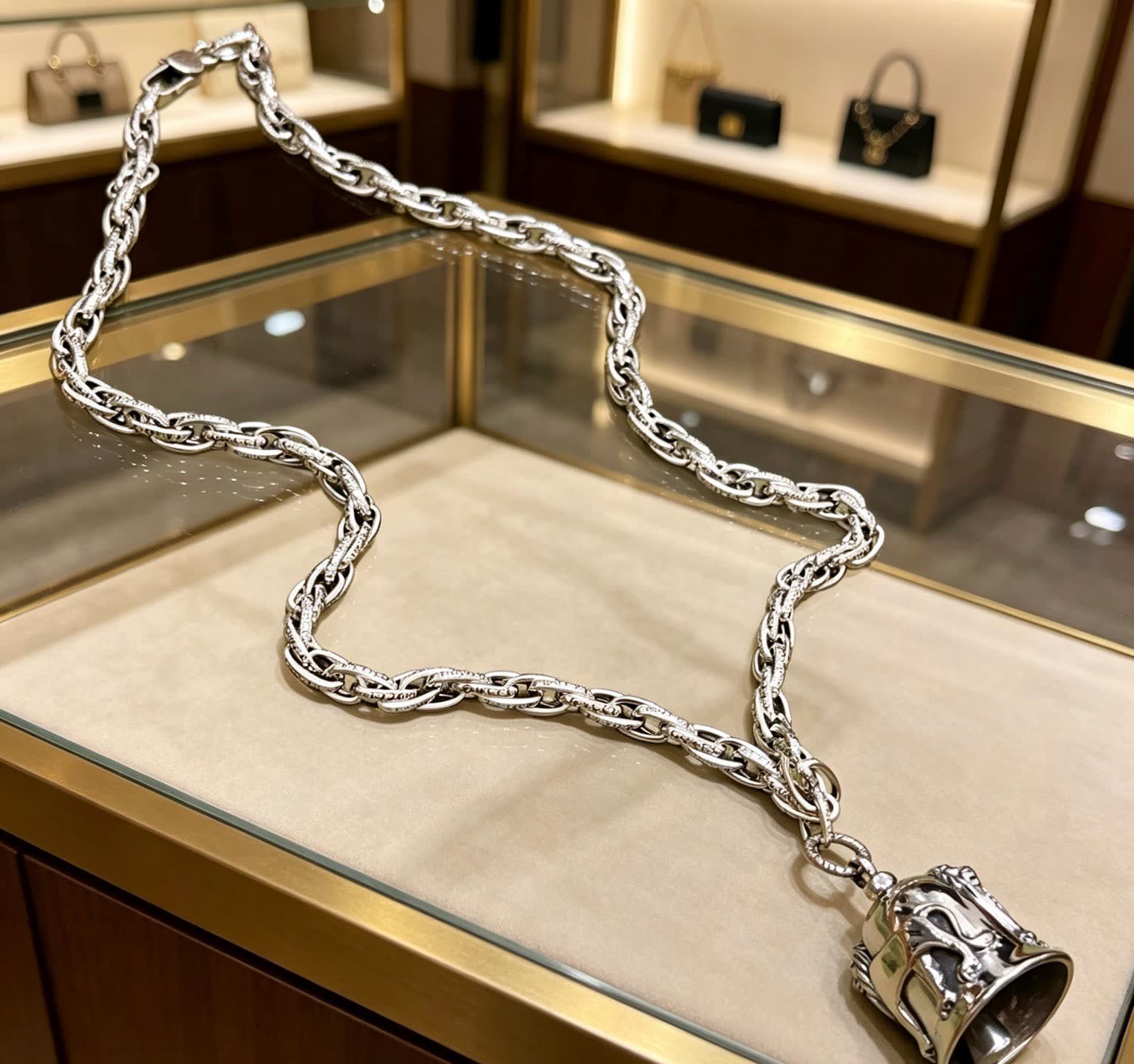 Gucci Silver Chain with Bell Pendant