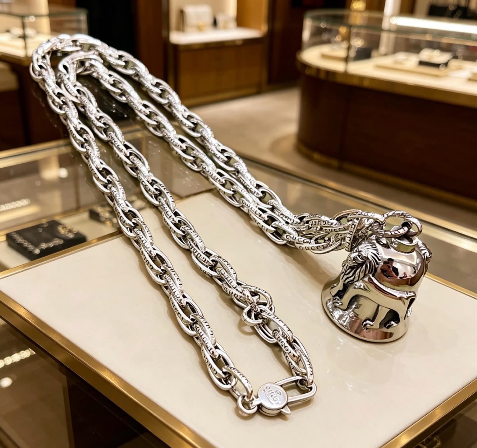 Gucci Silver Chain with Bell Pendant