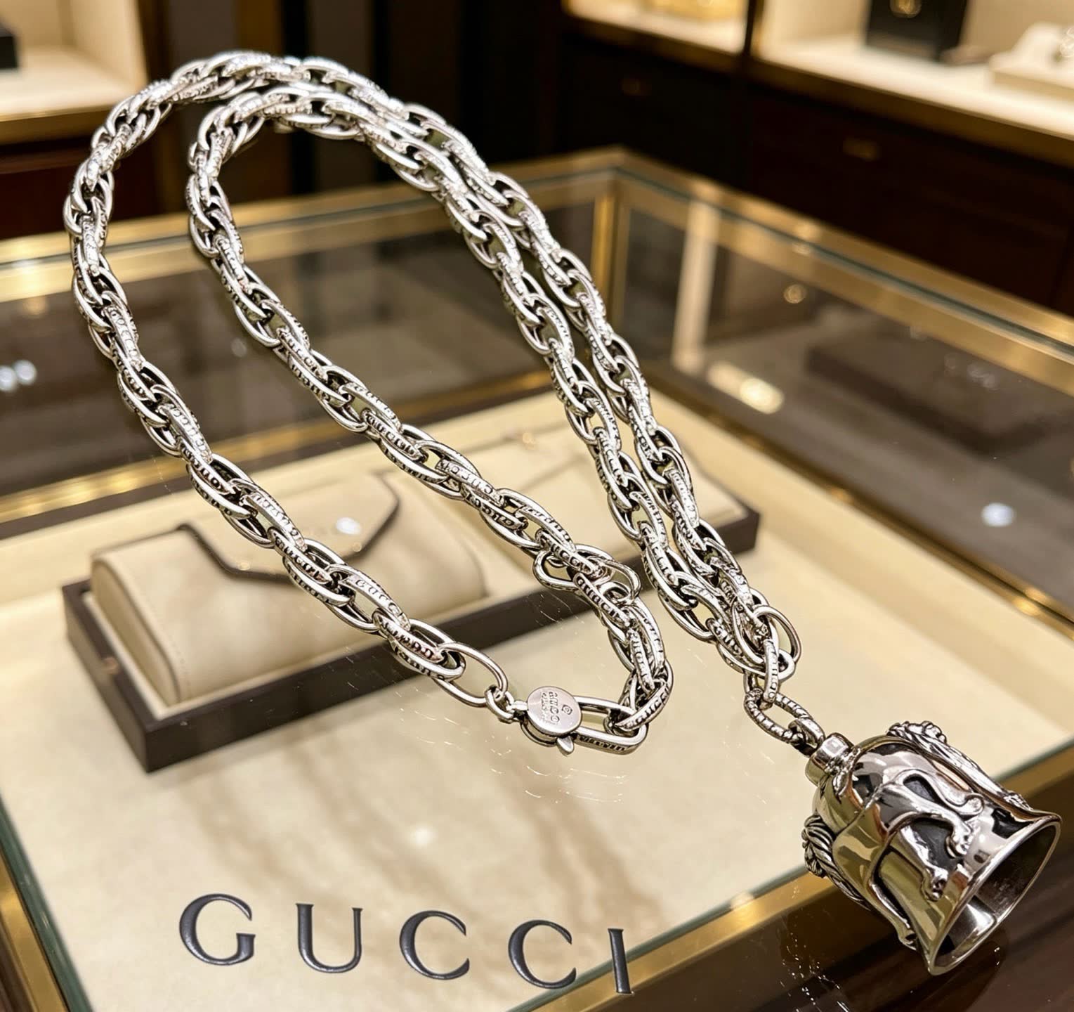 Gucci Silver Chain with Bell Pendant