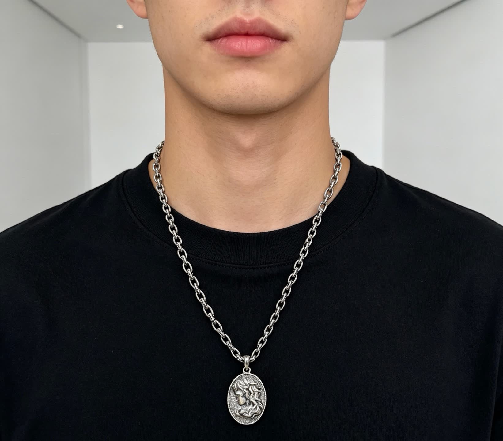 Gucci Silver Medallion Necklace