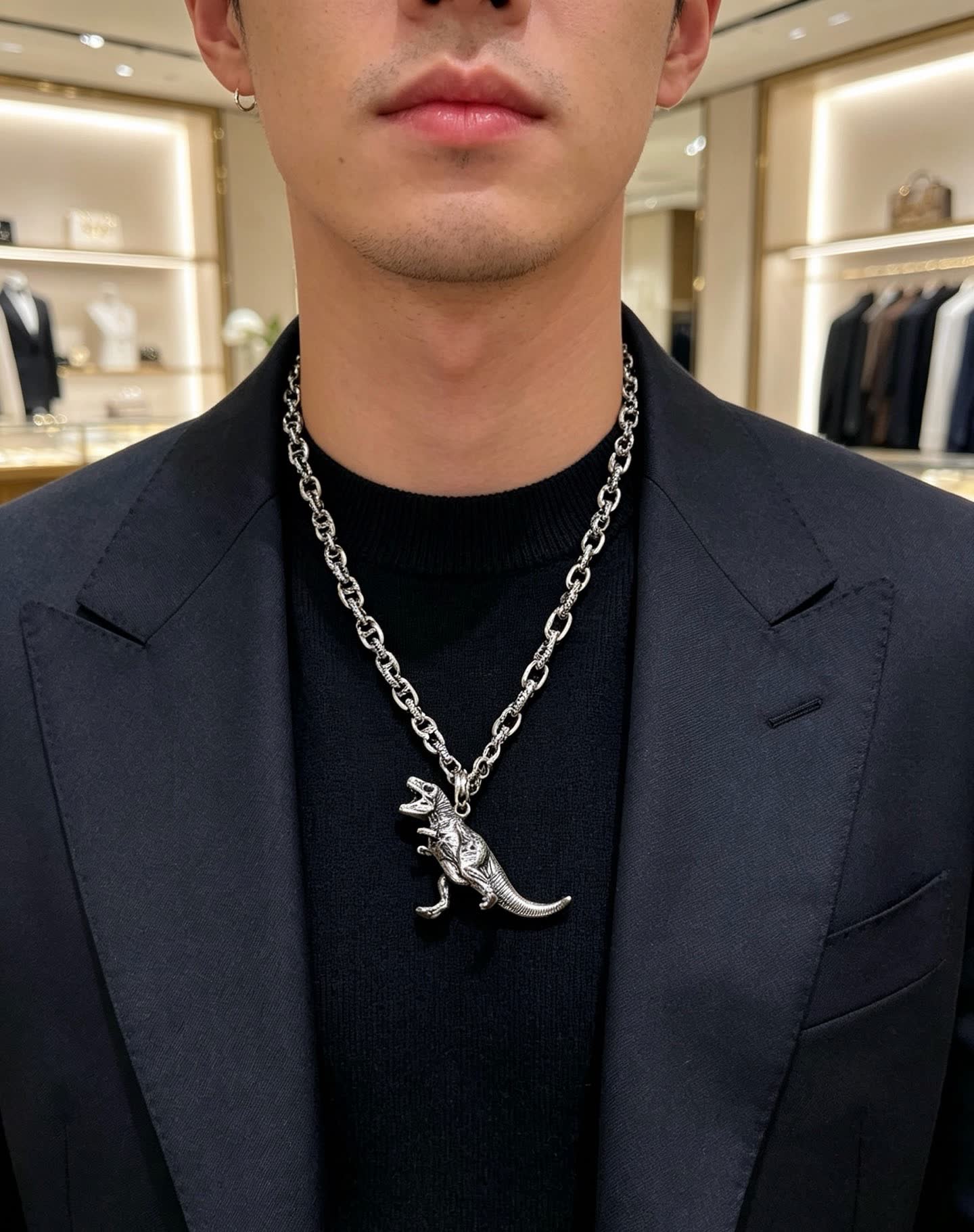 Gucci Silver T-Rex Pendant Necklace