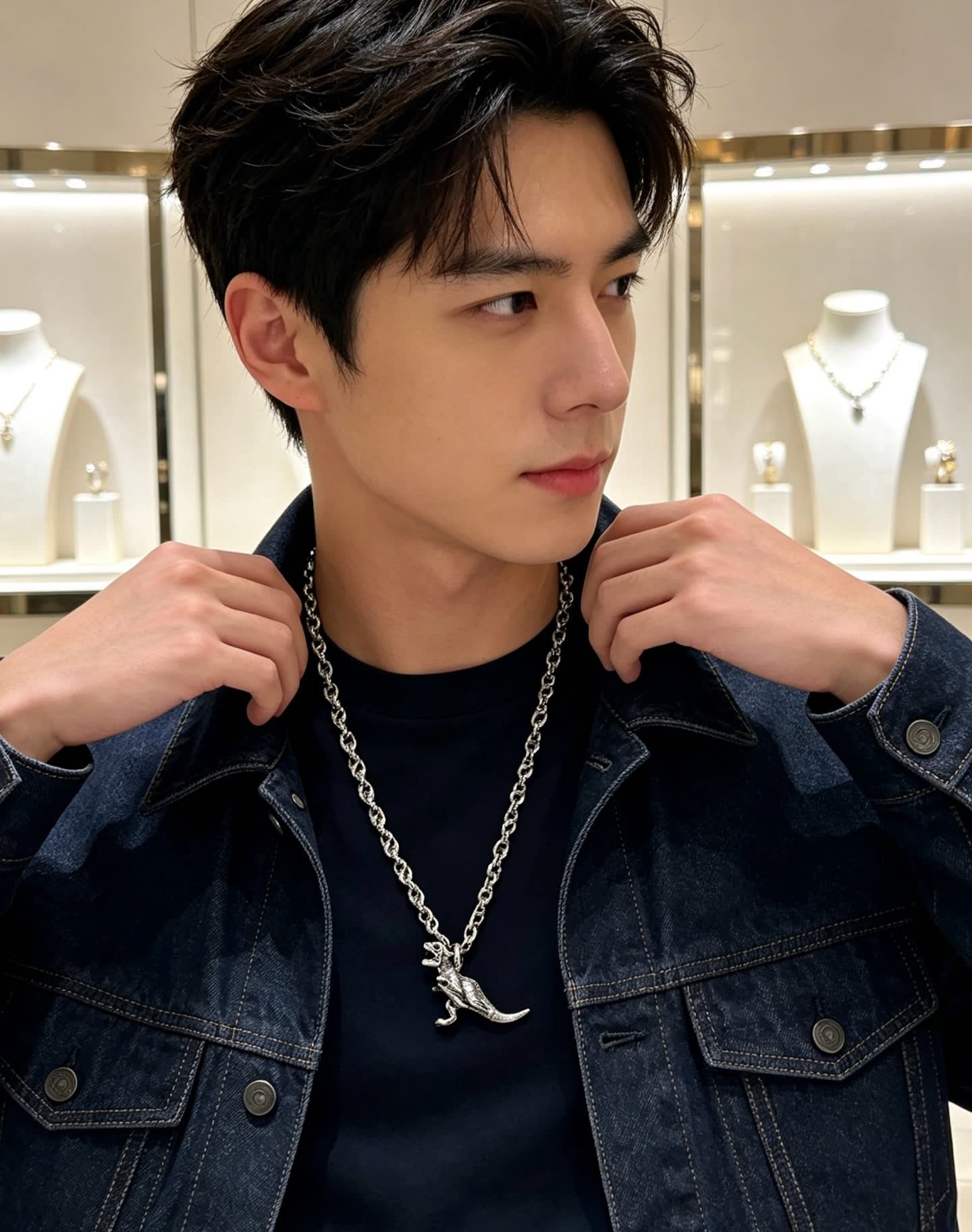 Gucci Silver T-Rex Pendant Necklace