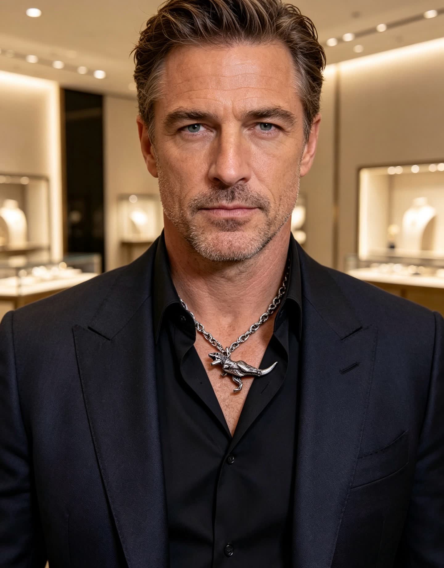Gucci Silver T-Rex Pendant Necklace