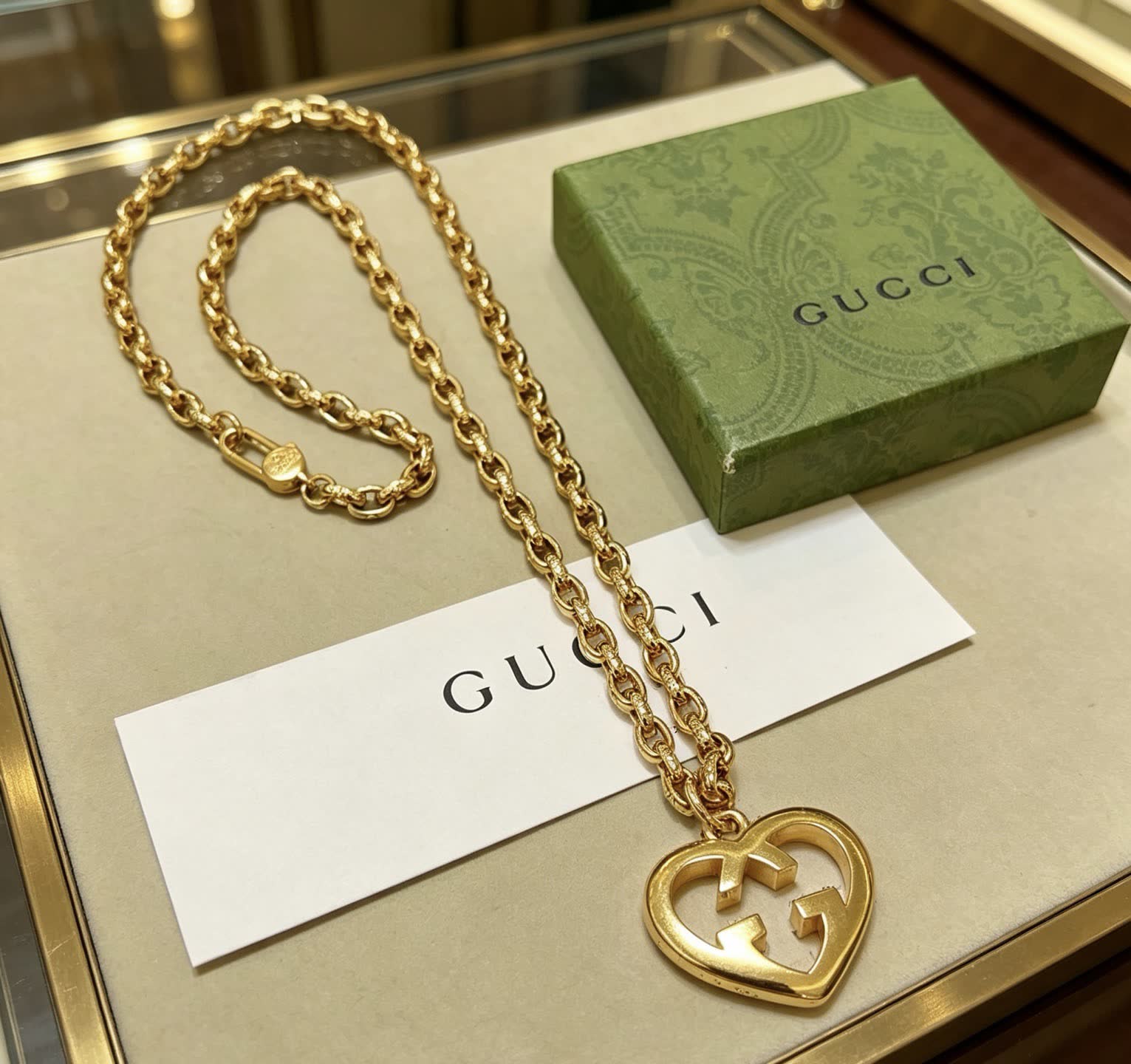 Gucci Gold Tone Heart-Shaped Necklace Gucci Gold Tone Heart-Shaped Necklace