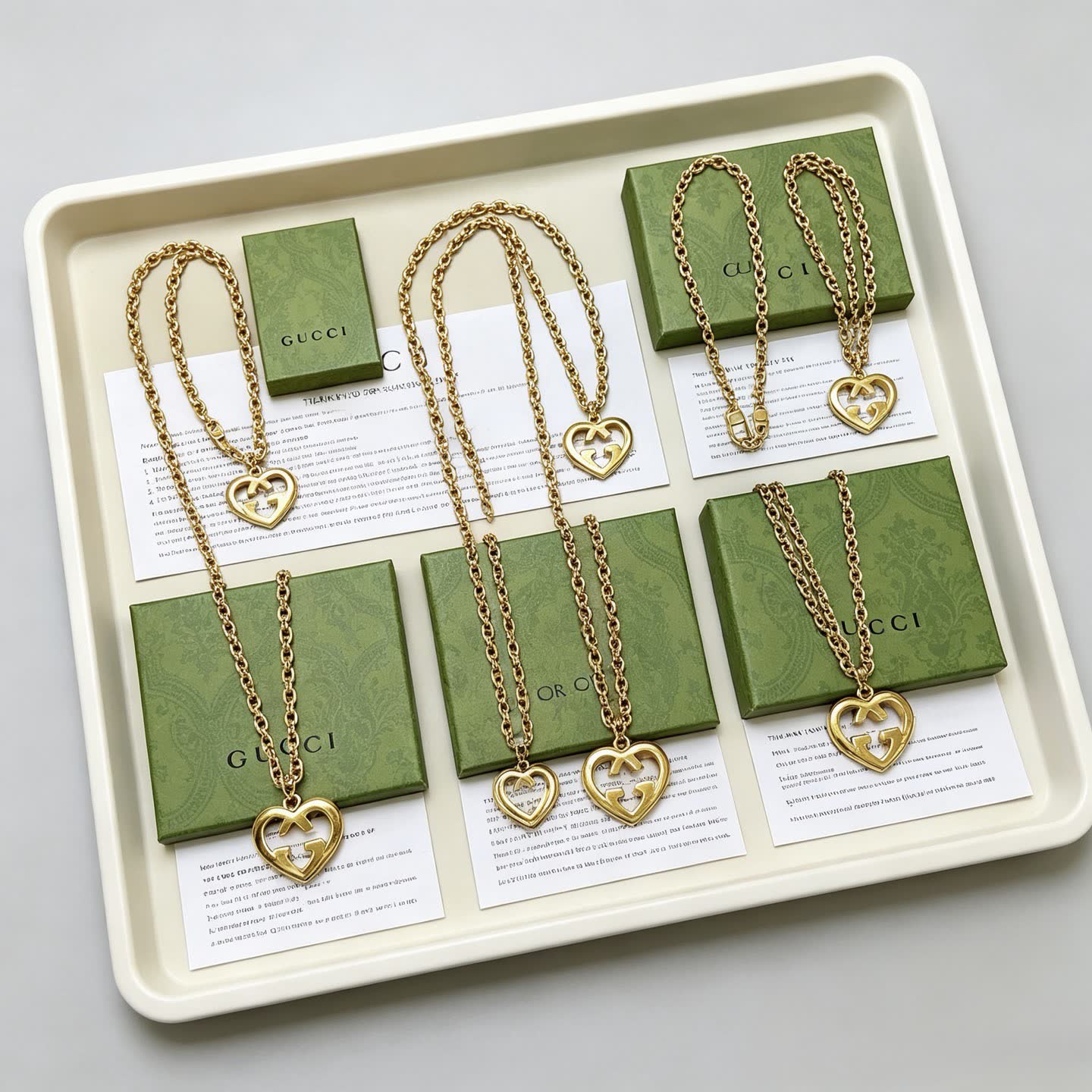 Gucci Gold Tone Heart-Shaped Necklace