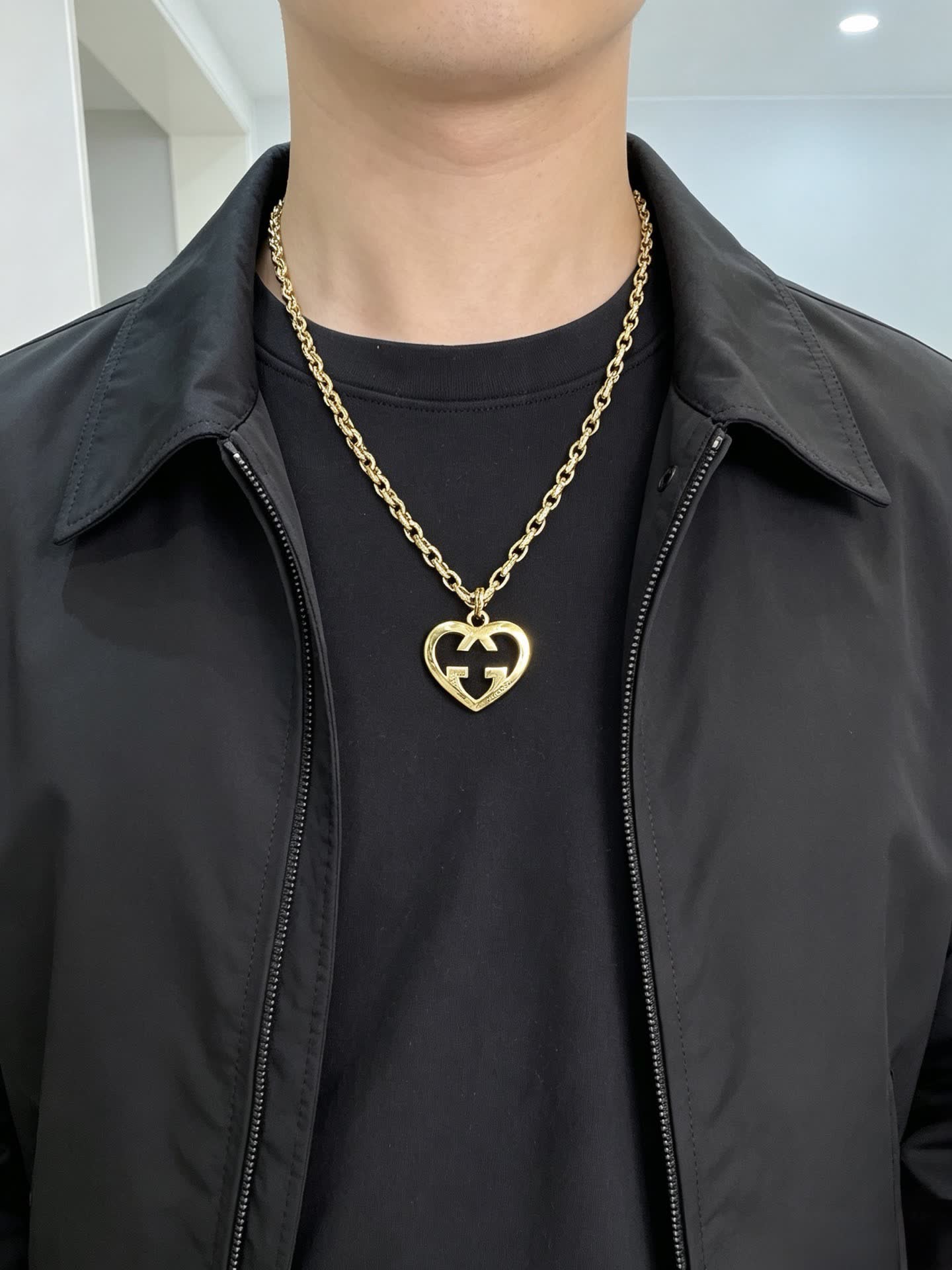 Gucci Gold Tone Heart-Shaped Necklace