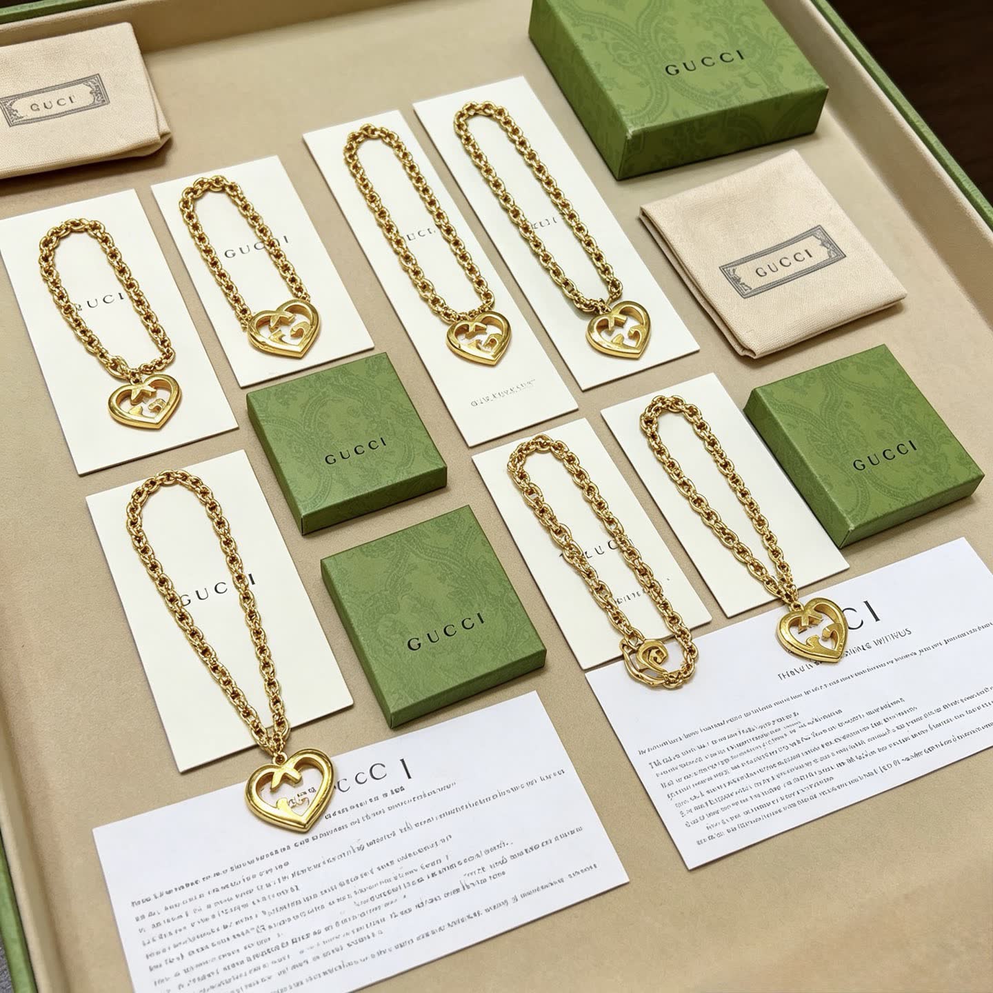 Gucci Gold Tone Heart-Shaped Necklace