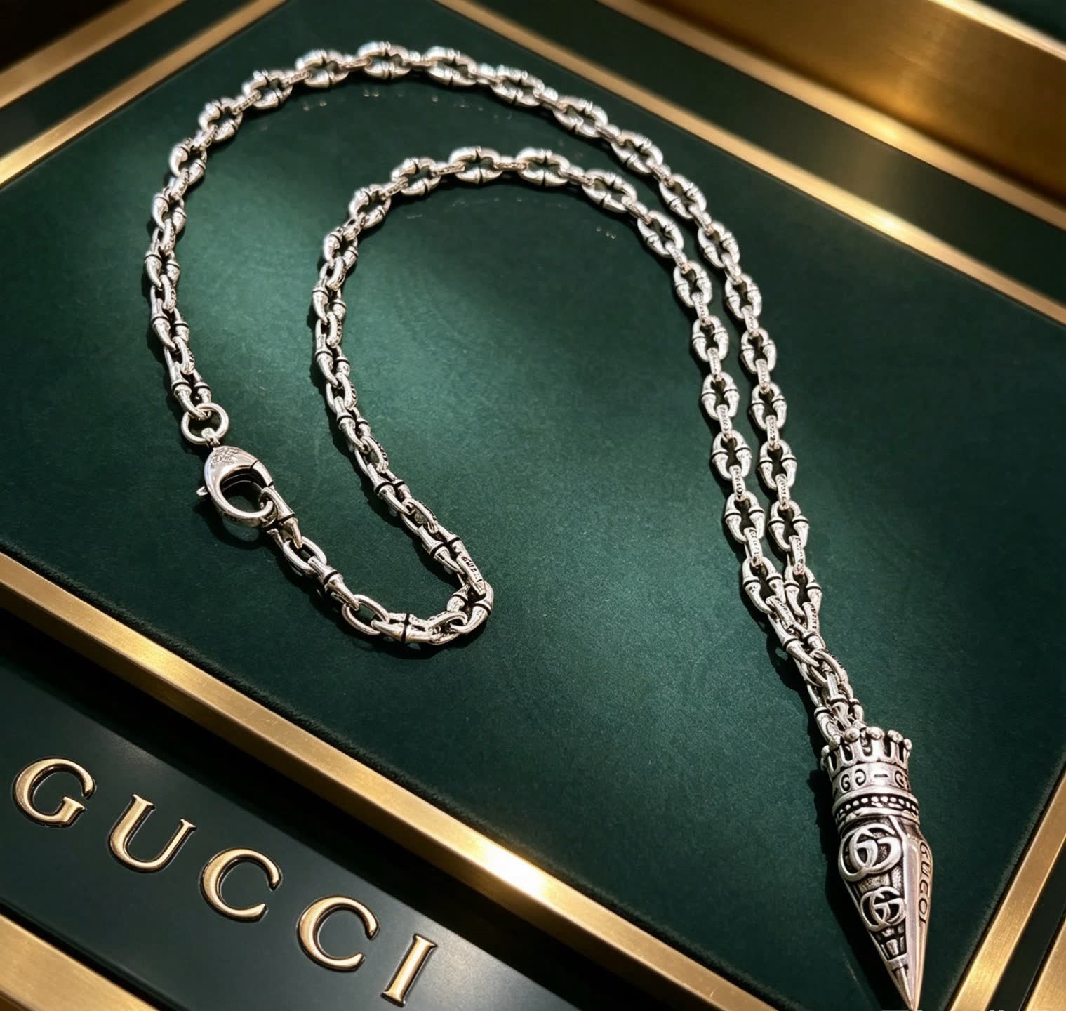 Gucci Silver Chain with Ornate Pendant