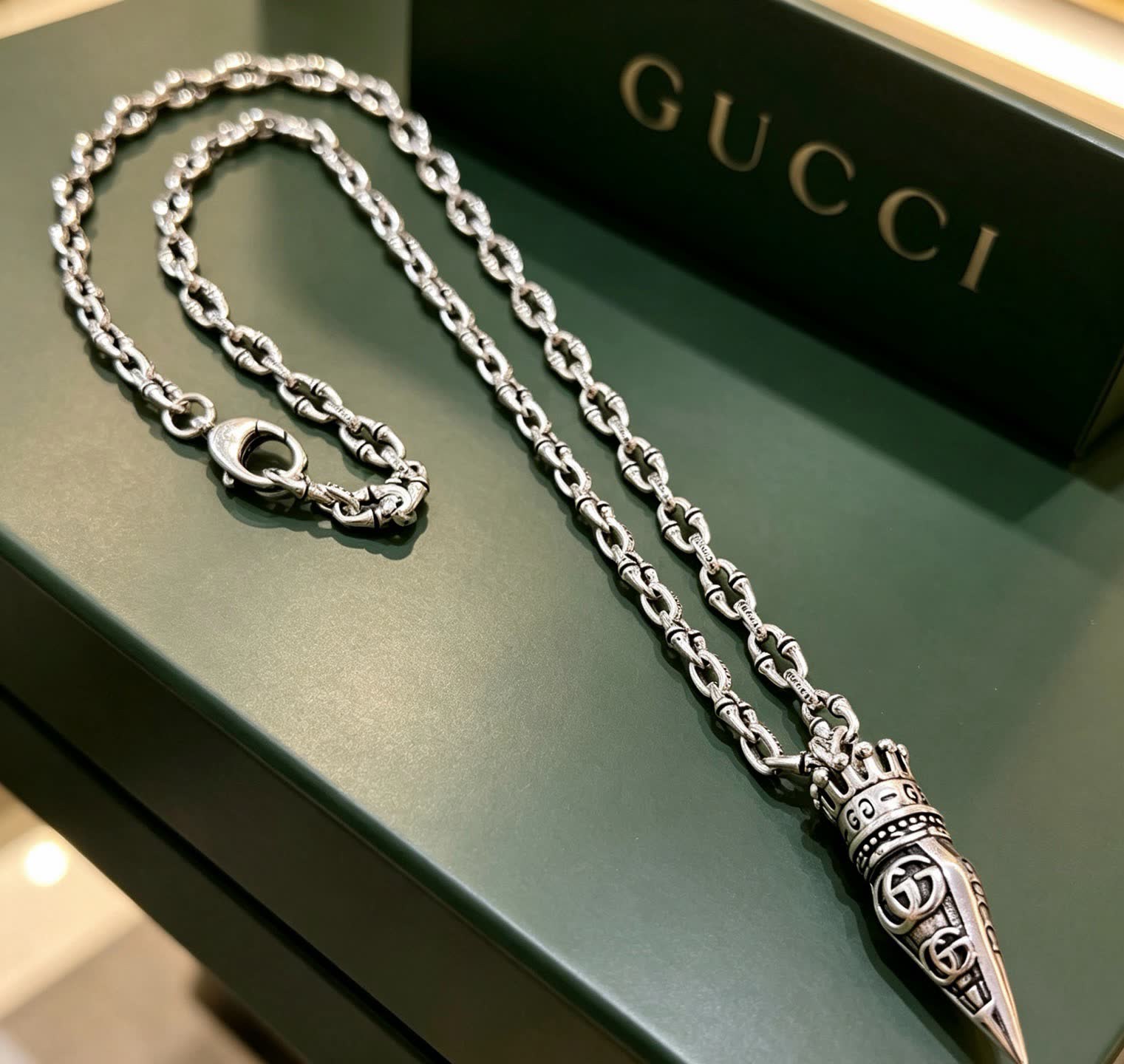 Gucci Silver Chain with Ornate Pendant