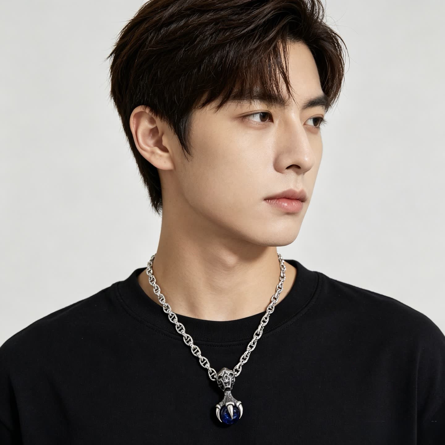 Gucci Silver Chain with Blue Crystal Pendant