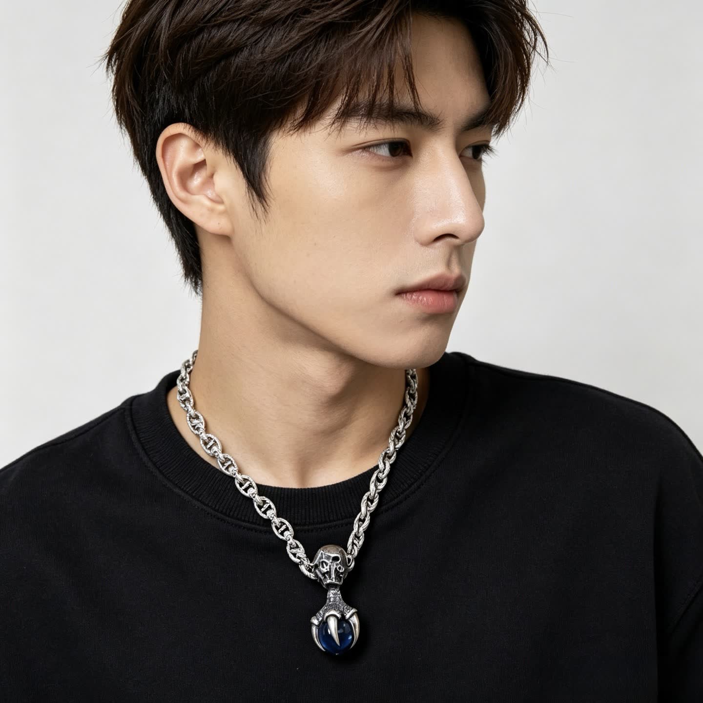 Gucci Silver Chain with Blue Crystal Pendant