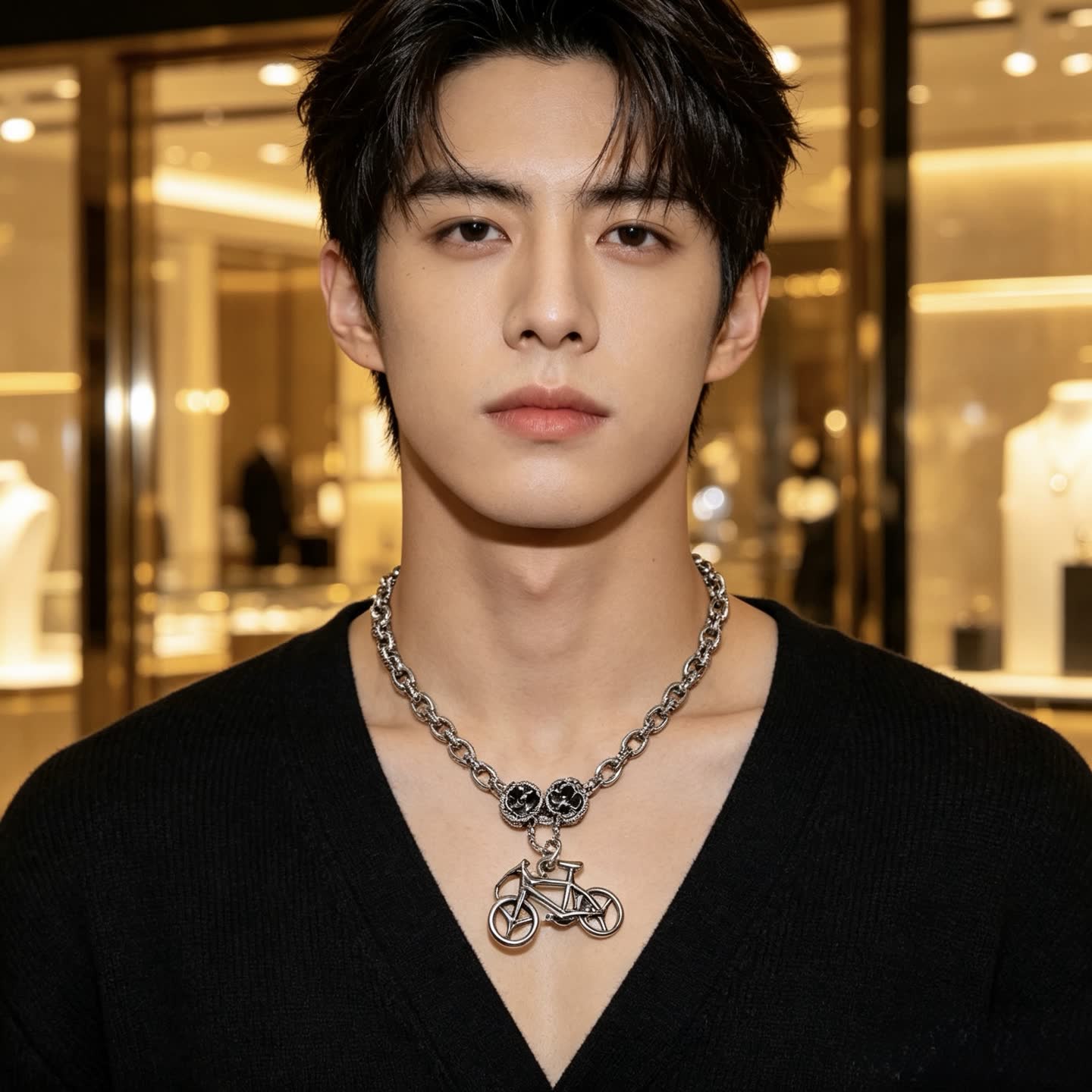 Gucci Silver Bicycle Pendant Necklace