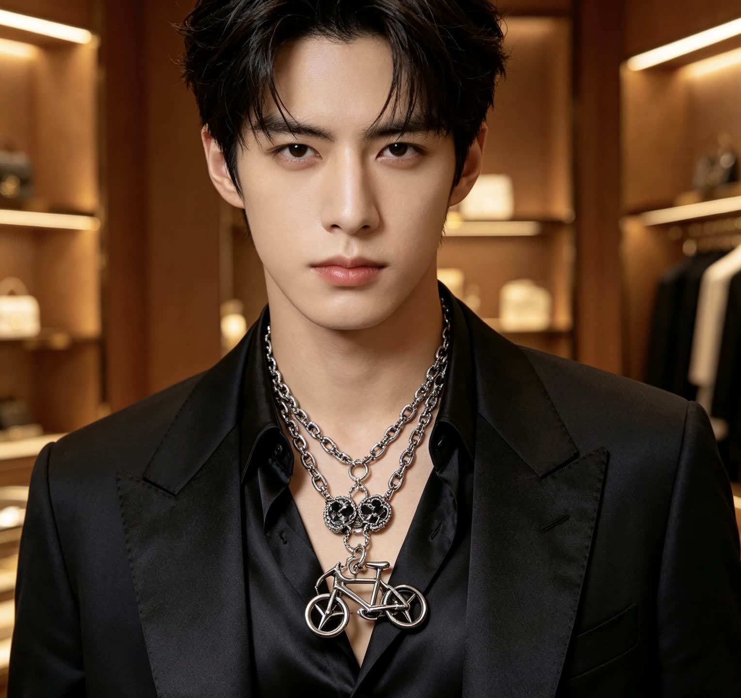 Gucci Silver Bicycle Pendant Necklace