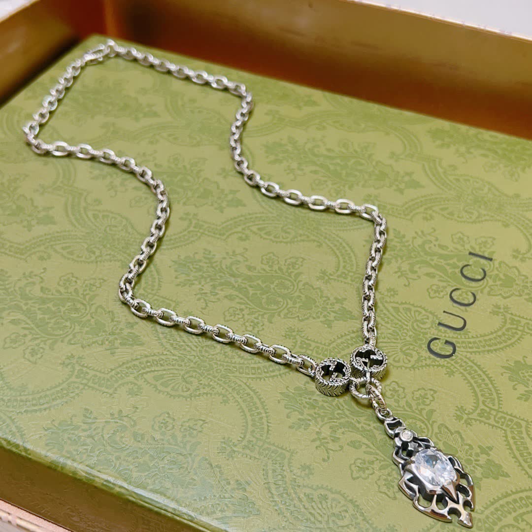 Gucci Silver Chain with Crystal Pendant