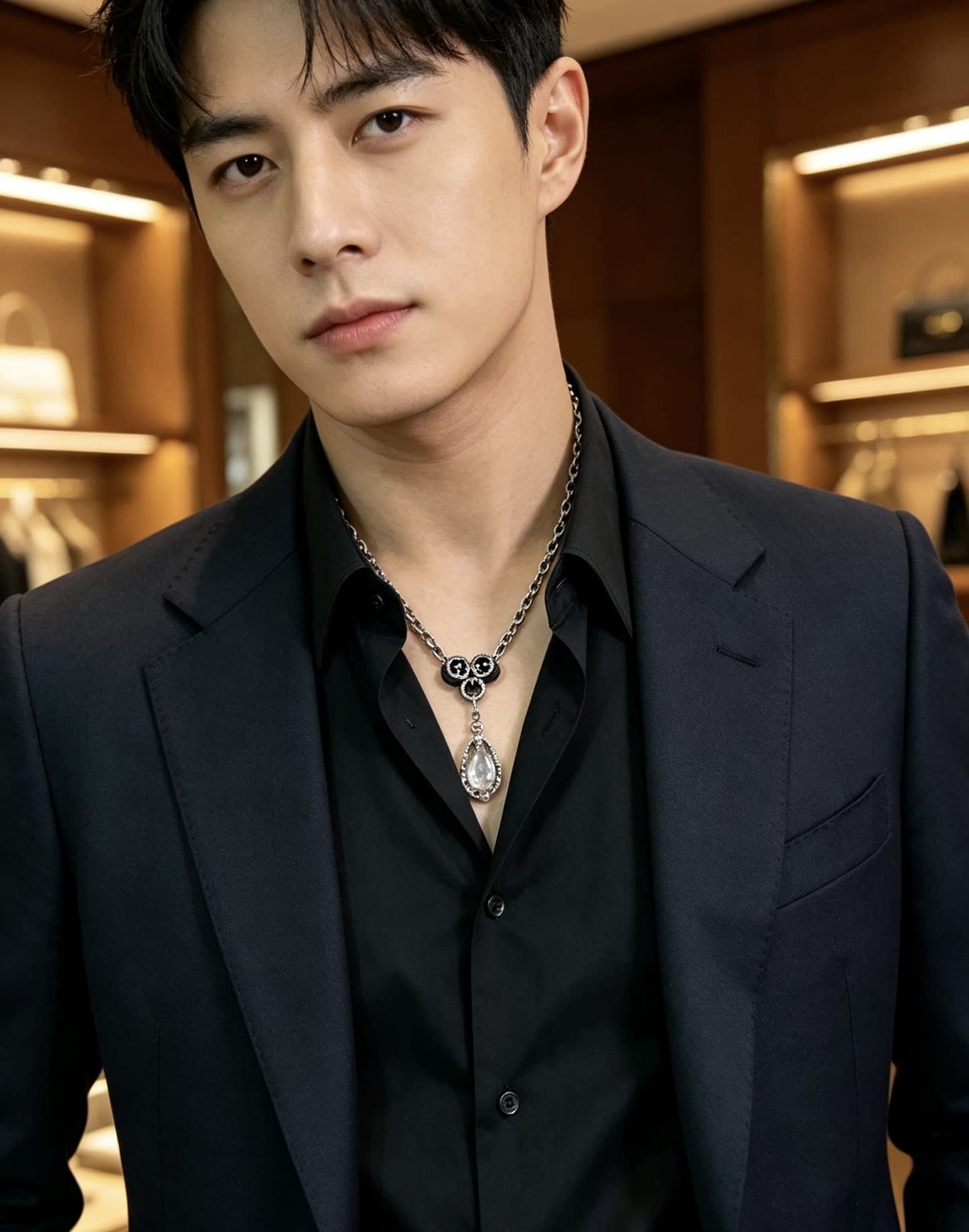 Gucci Silver Chain with Crystal Pendant