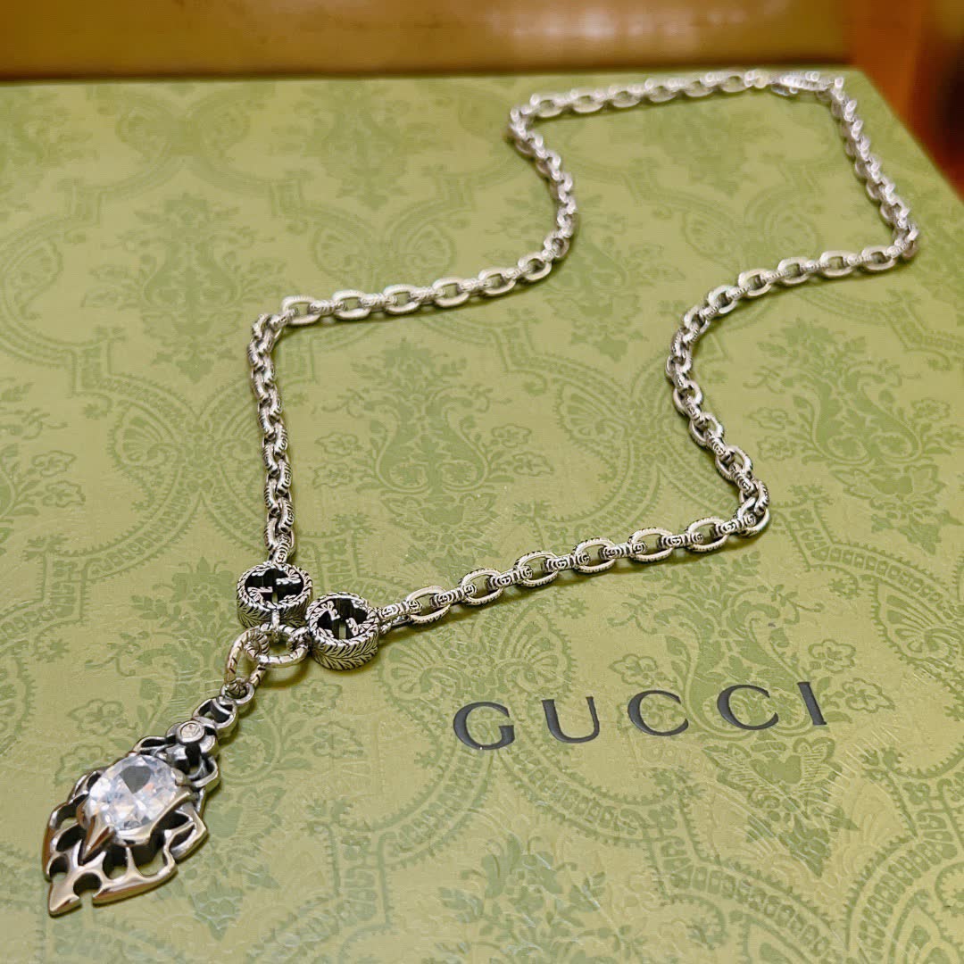 Gucci Silver Chain with Crystal Pendant