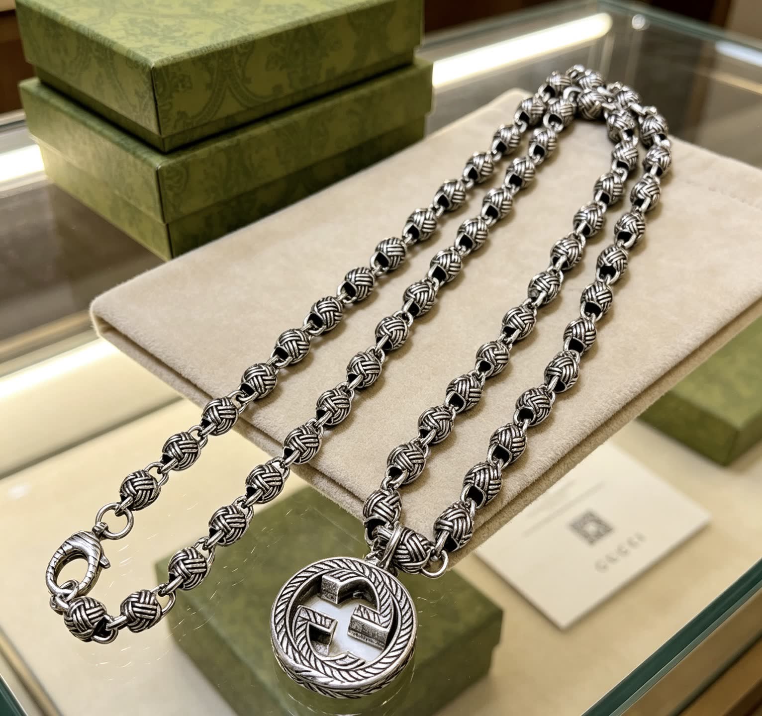 Gucci Interlocking G Silver Chain Necklace