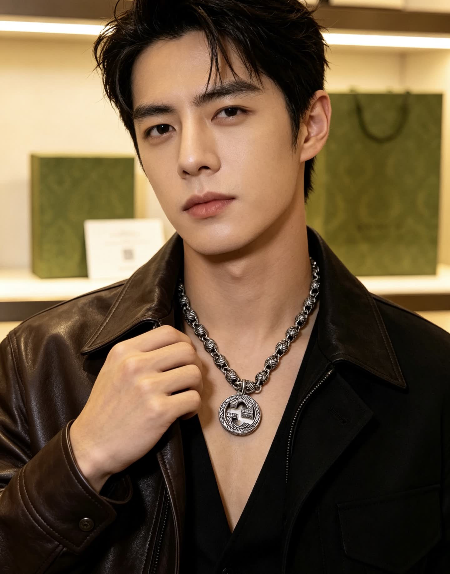Gucci Interlocking G Silver Chain Necklace