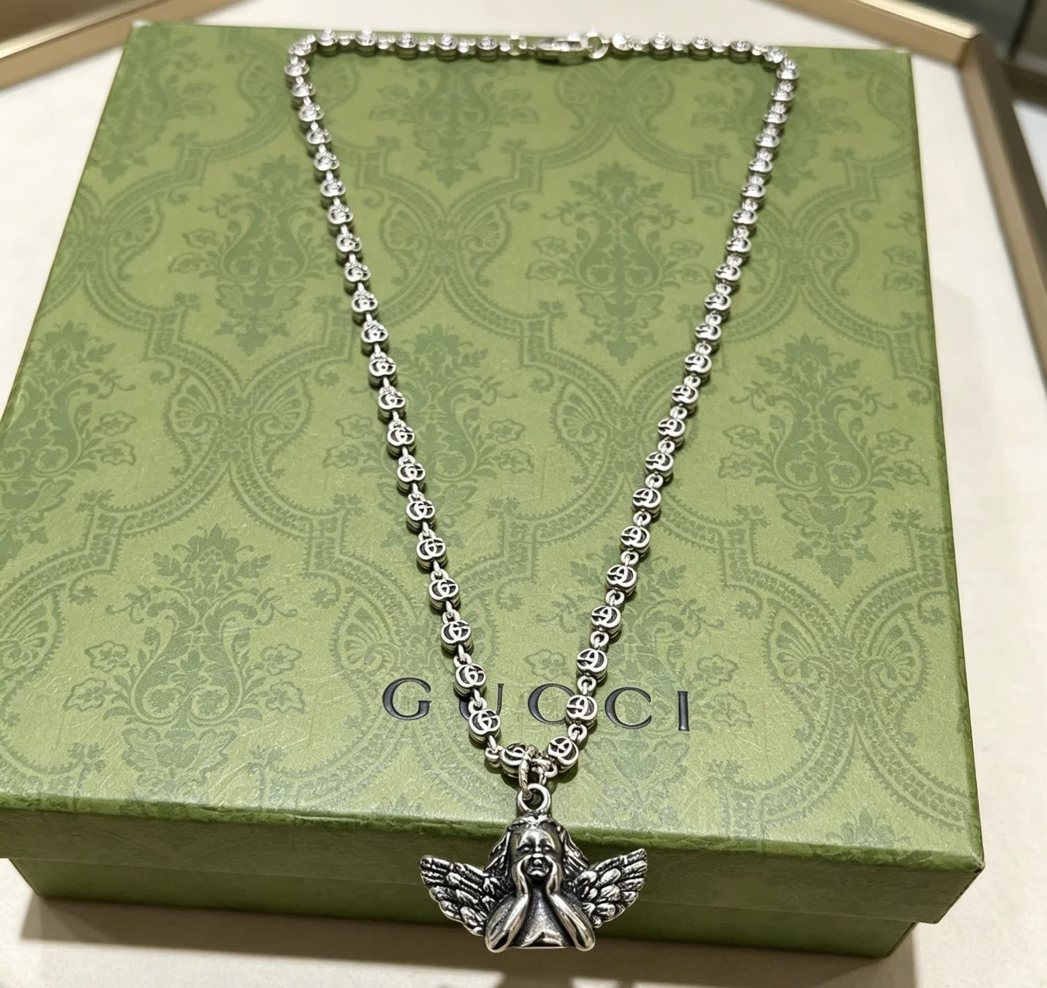 Gucci Silver Angel Wing Necklace