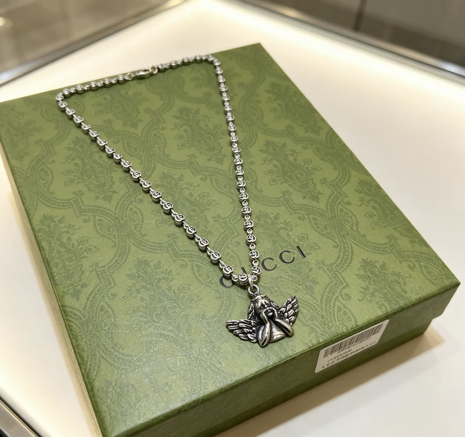 Gucci Silver Angel Wing Necklace