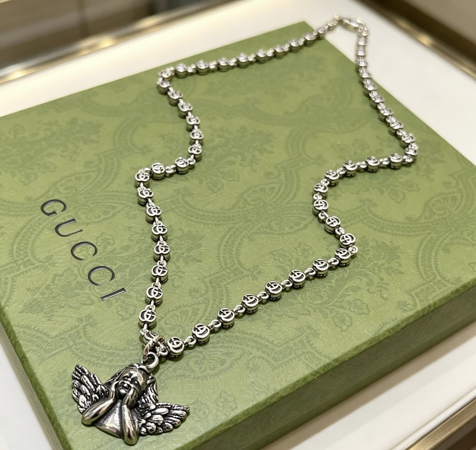 Gucci Silver Angel Wing Necklace