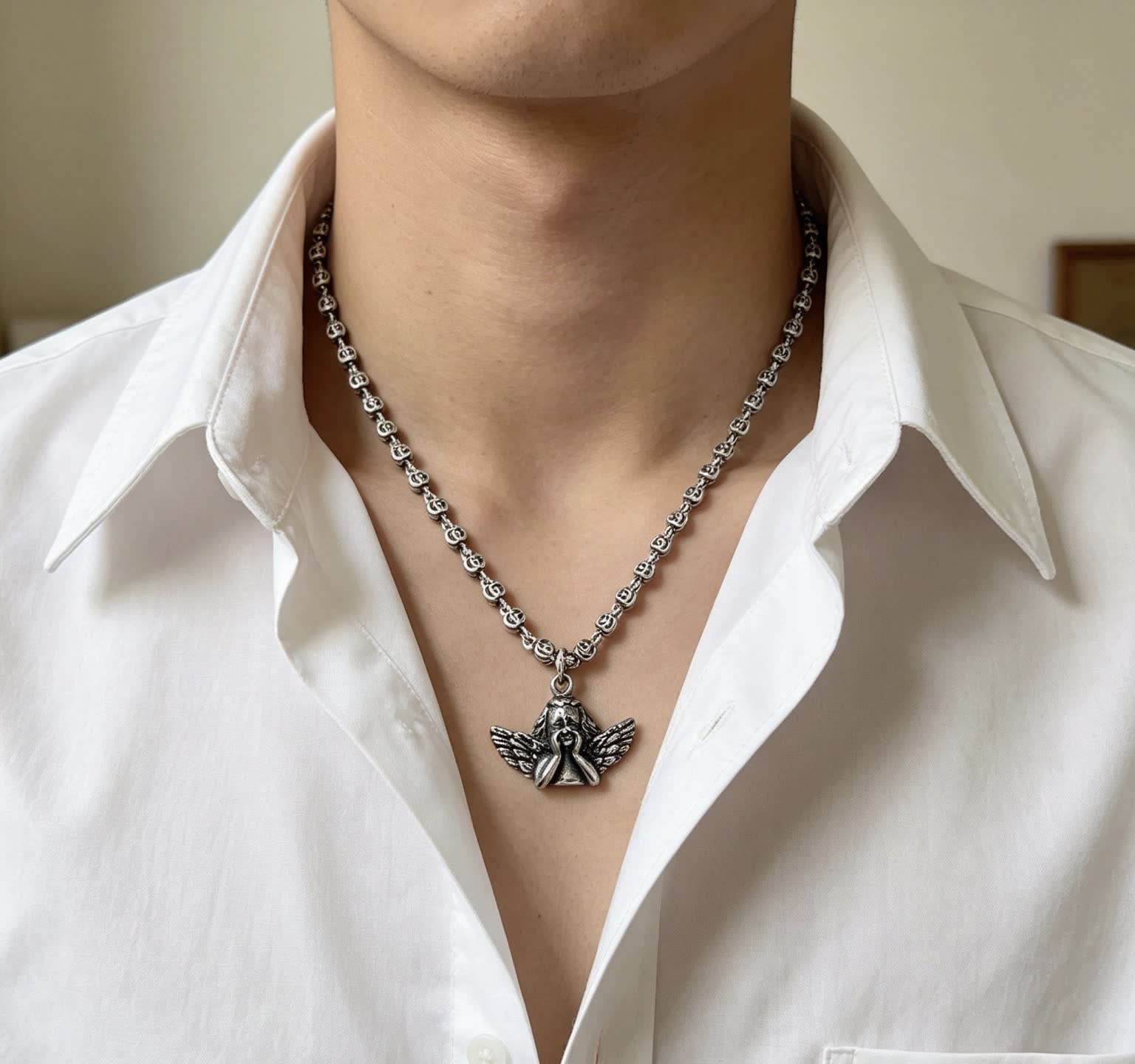 Gucci Silver Angel Wing Necklace