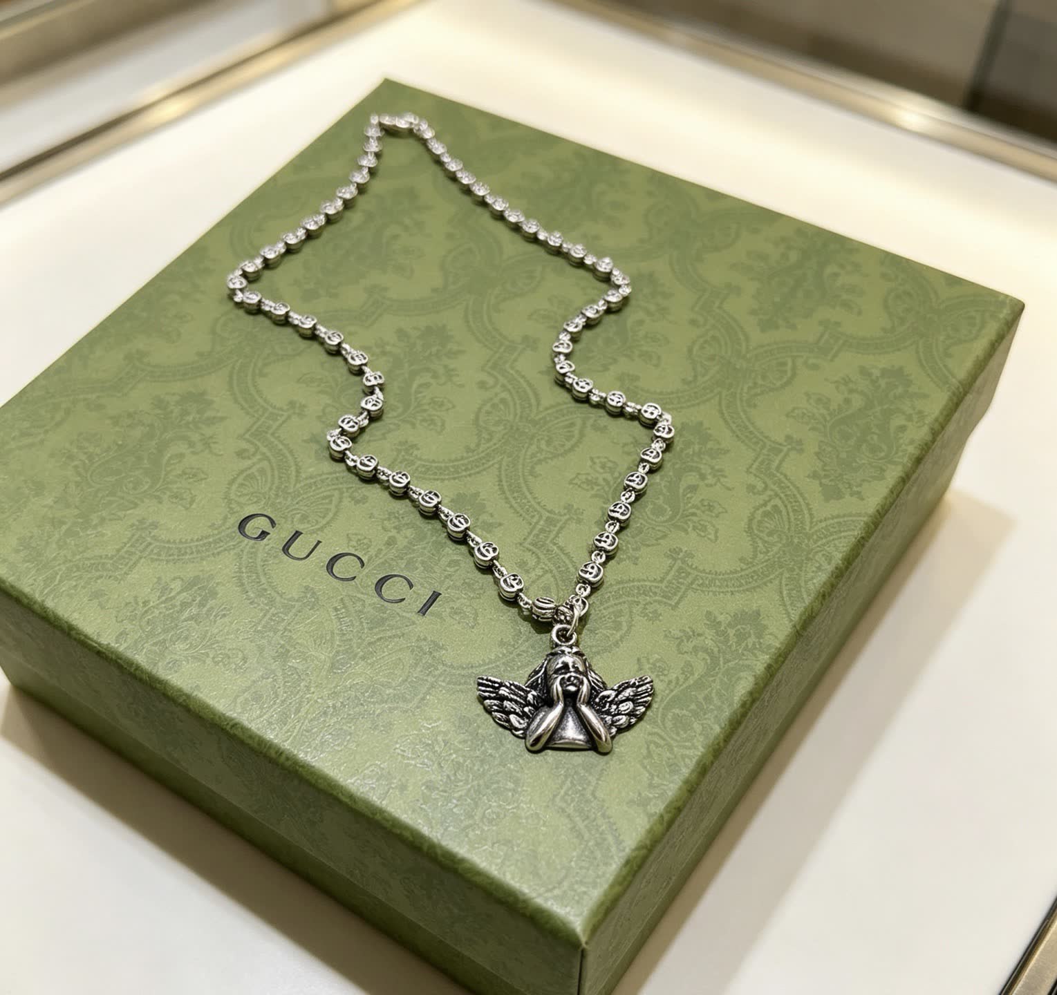 Gucci Silver Angel Wing Necklace