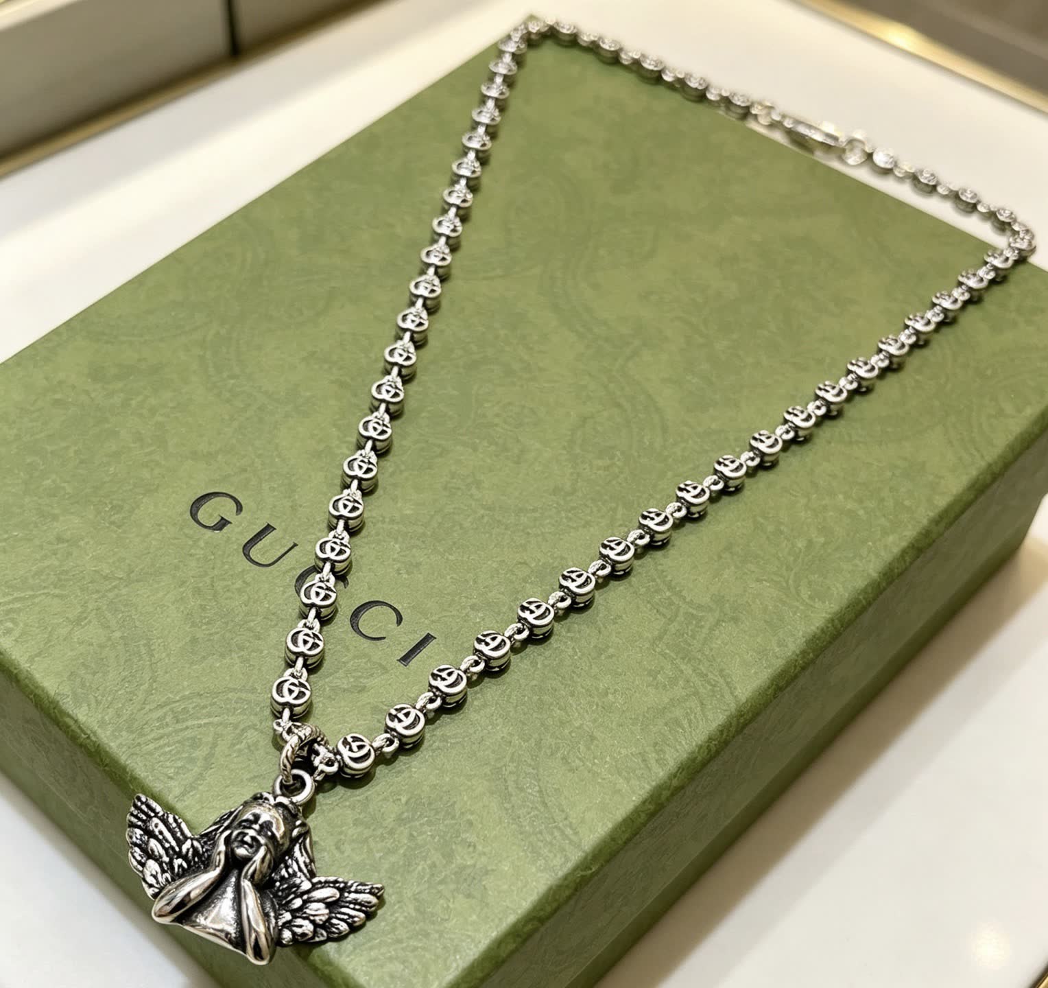 Gucci Silver Angel Wing Necklace