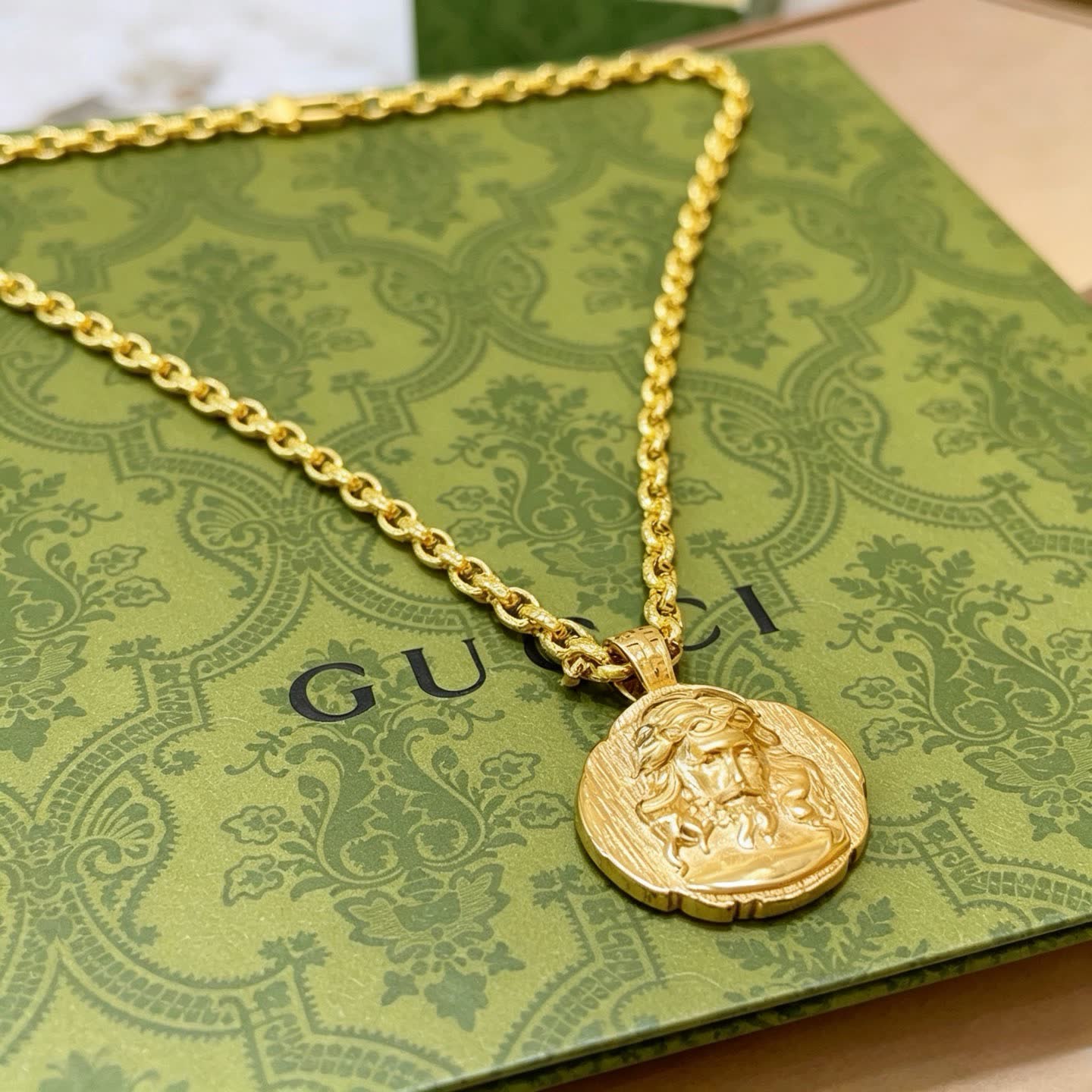 Gucci Gold Medallion Necklace