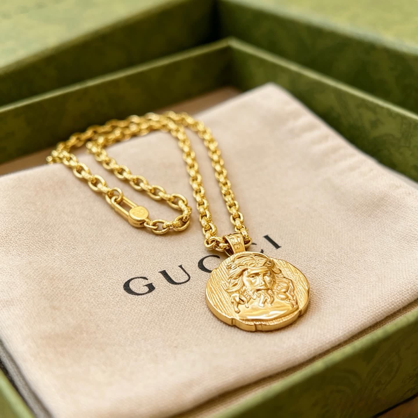 Gucci Gold Medallion Necklace