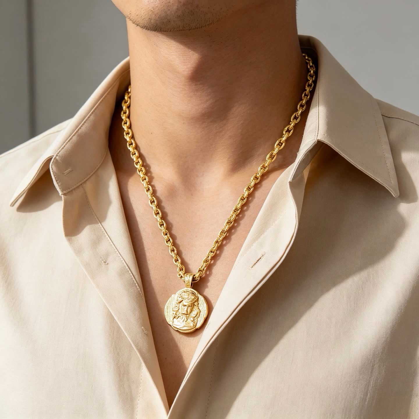 Gucci Gold Medallion Necklace