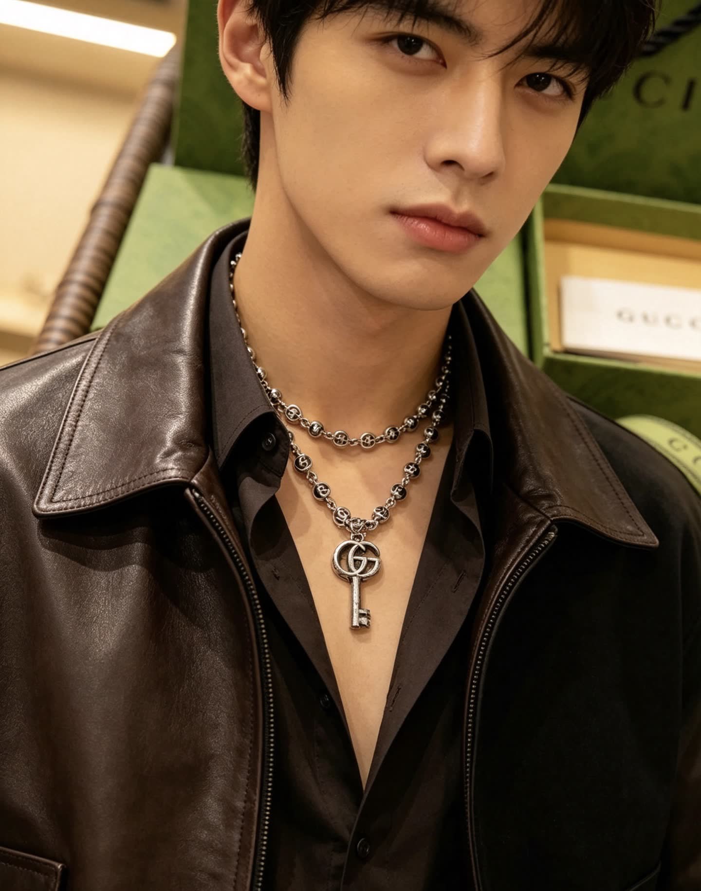 Gucci Silver Key Charm Necklace